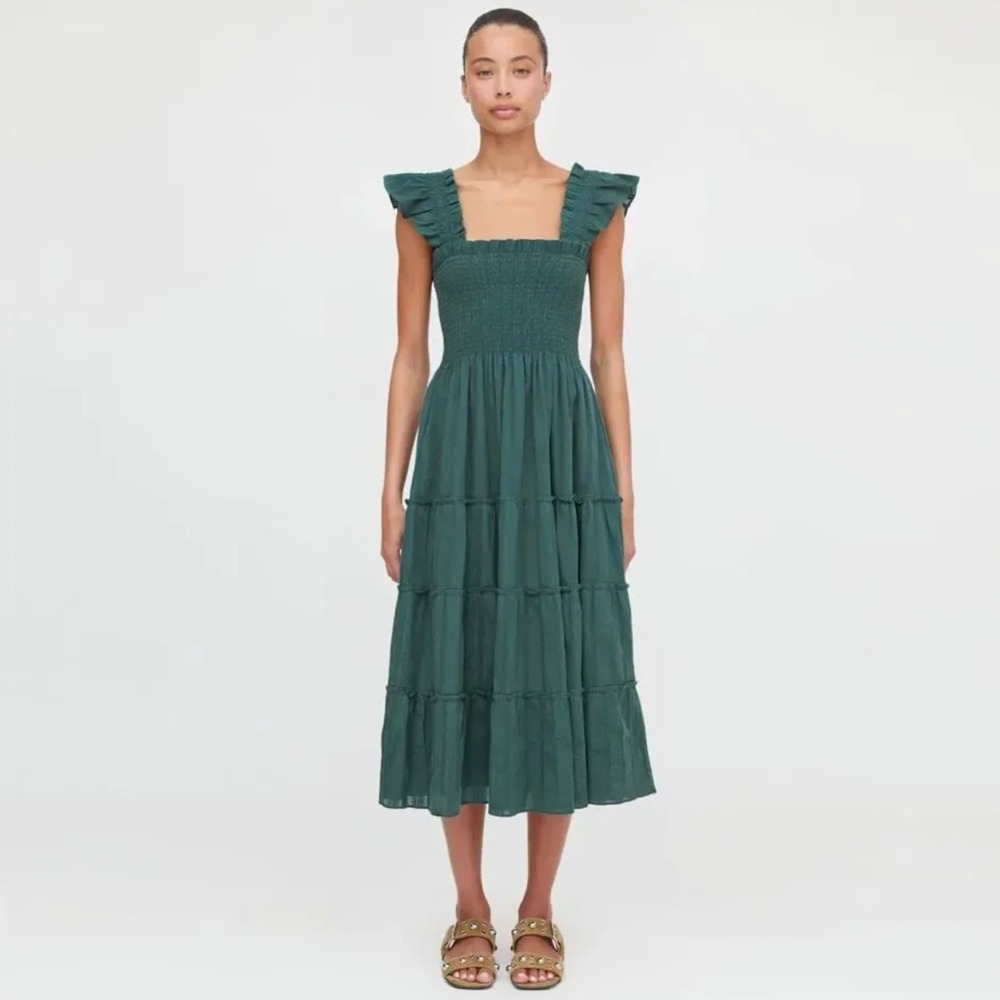 NWT Hill House Home The Ellie Nap Dress Botanical Garden Green Crepe Size XL